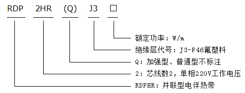 RDP2-J30-220V/380V恒功率电伴热带型号说明