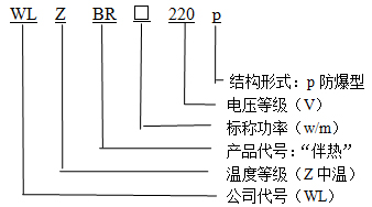 WLZBR-20-220-p防爆型(中温)自限温电伴热带型号说明