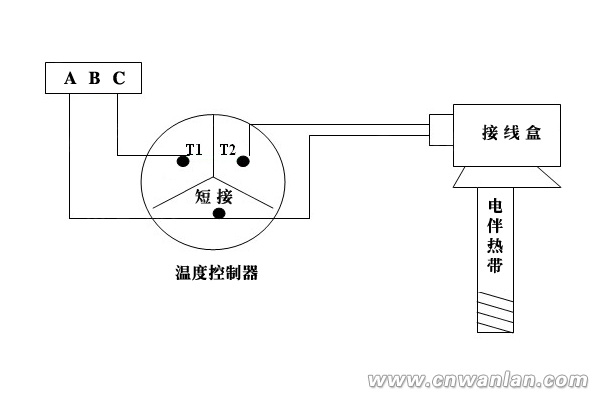 380V电伴热带系统接线示意图：