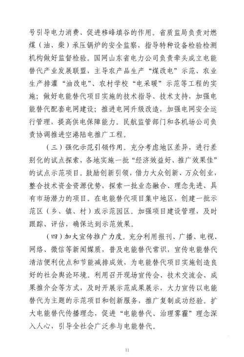 关于加快推进电能替代工作的实施意见（第十一页）